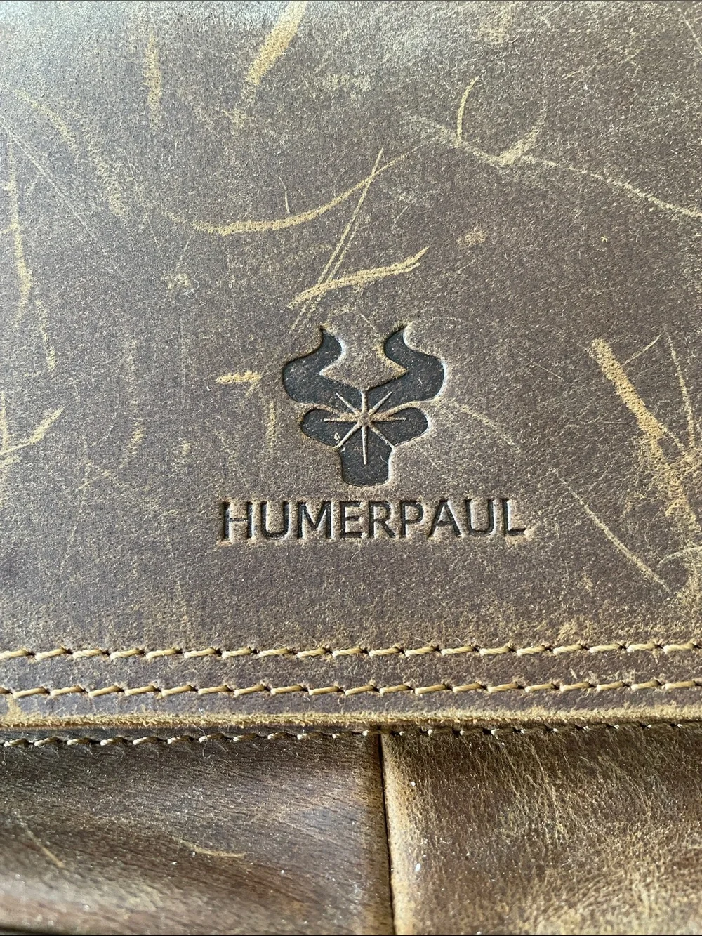 HUMERPAUL MEN’S VINTAGE LEATHER MESSENGER BAG Crazy Horse Leather Crossbody