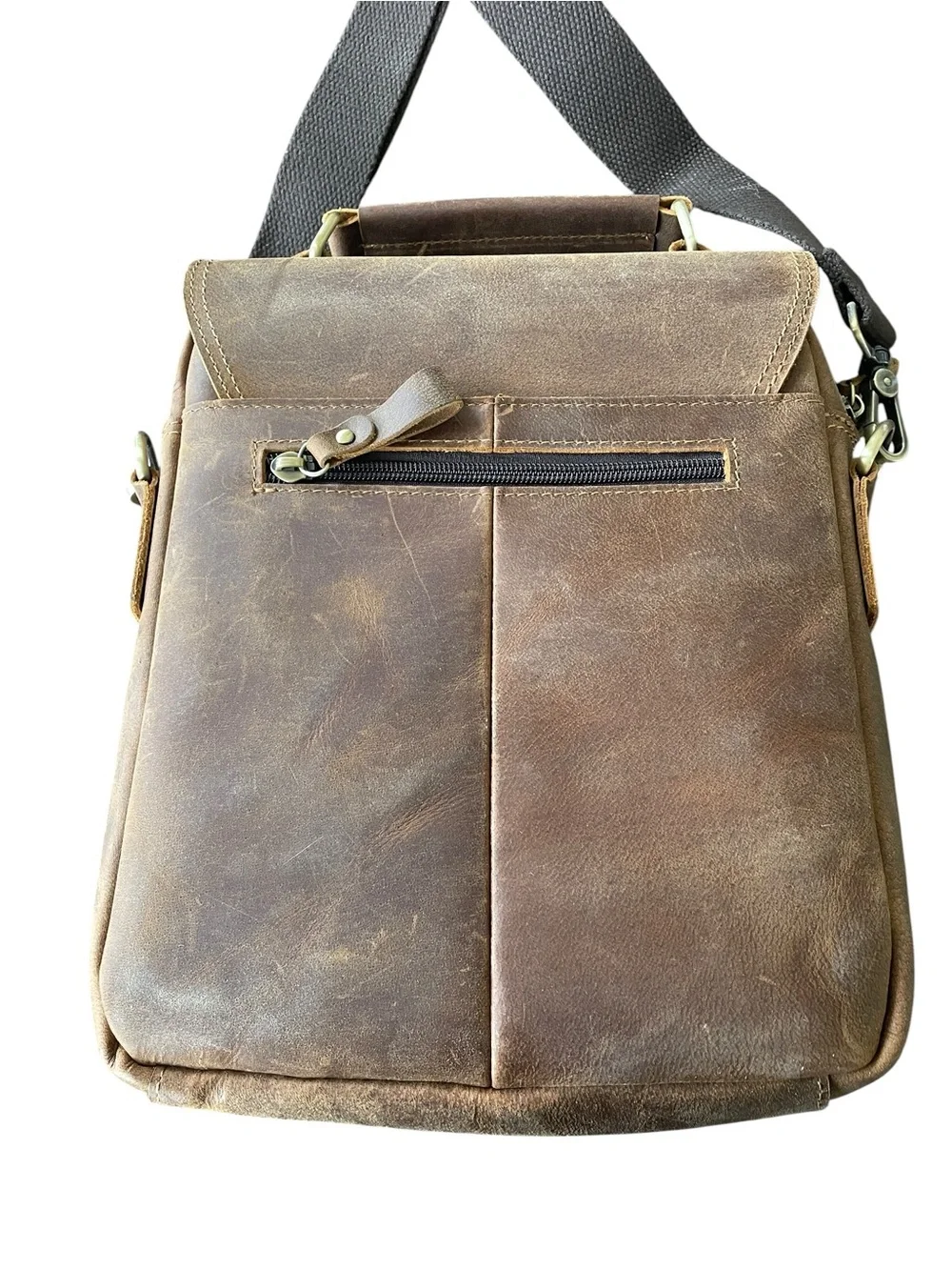 HUMERPAUL MEN’S VINTAGE LEATHER MESSENGER BAG Crazy Horse Leather Crossbody