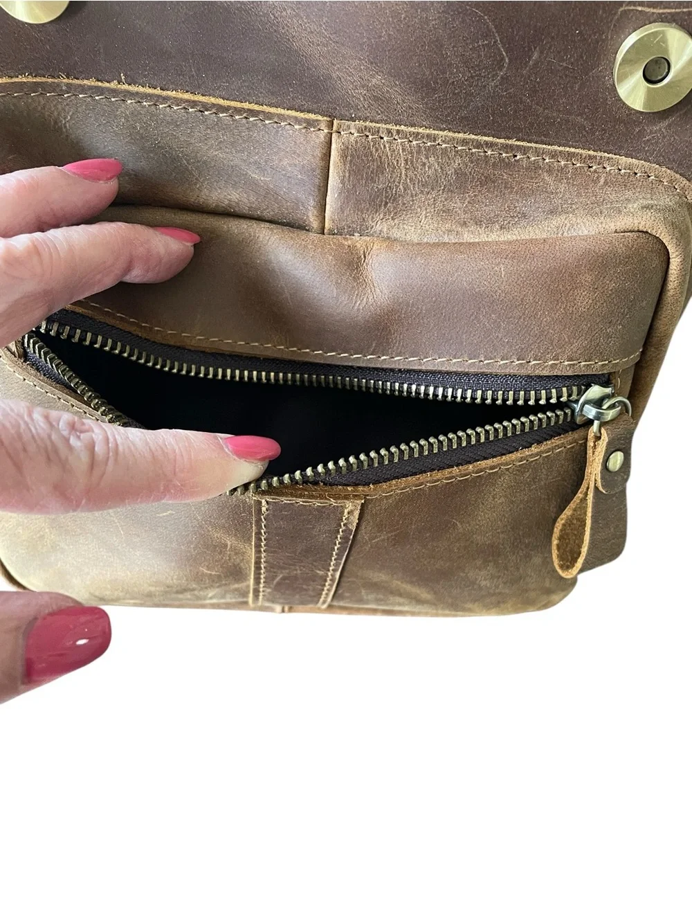 HUMERPAUL MEN’S VINTAGE LEATHER MESSENGER BAG Crazy Horse Leather Crossbody