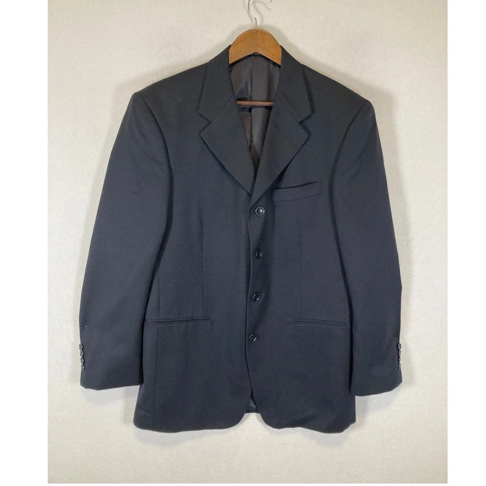 Classic Dark Academia Baracuta Mens 38R Navy Blue 100% Pure Wool 3-Button Blazer