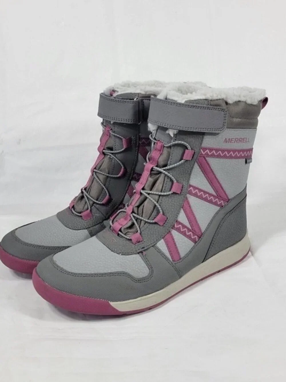 Merrell Women Size 6 Snow Crush 2.0 Boots Waterproof Winter Gray Faux Fur