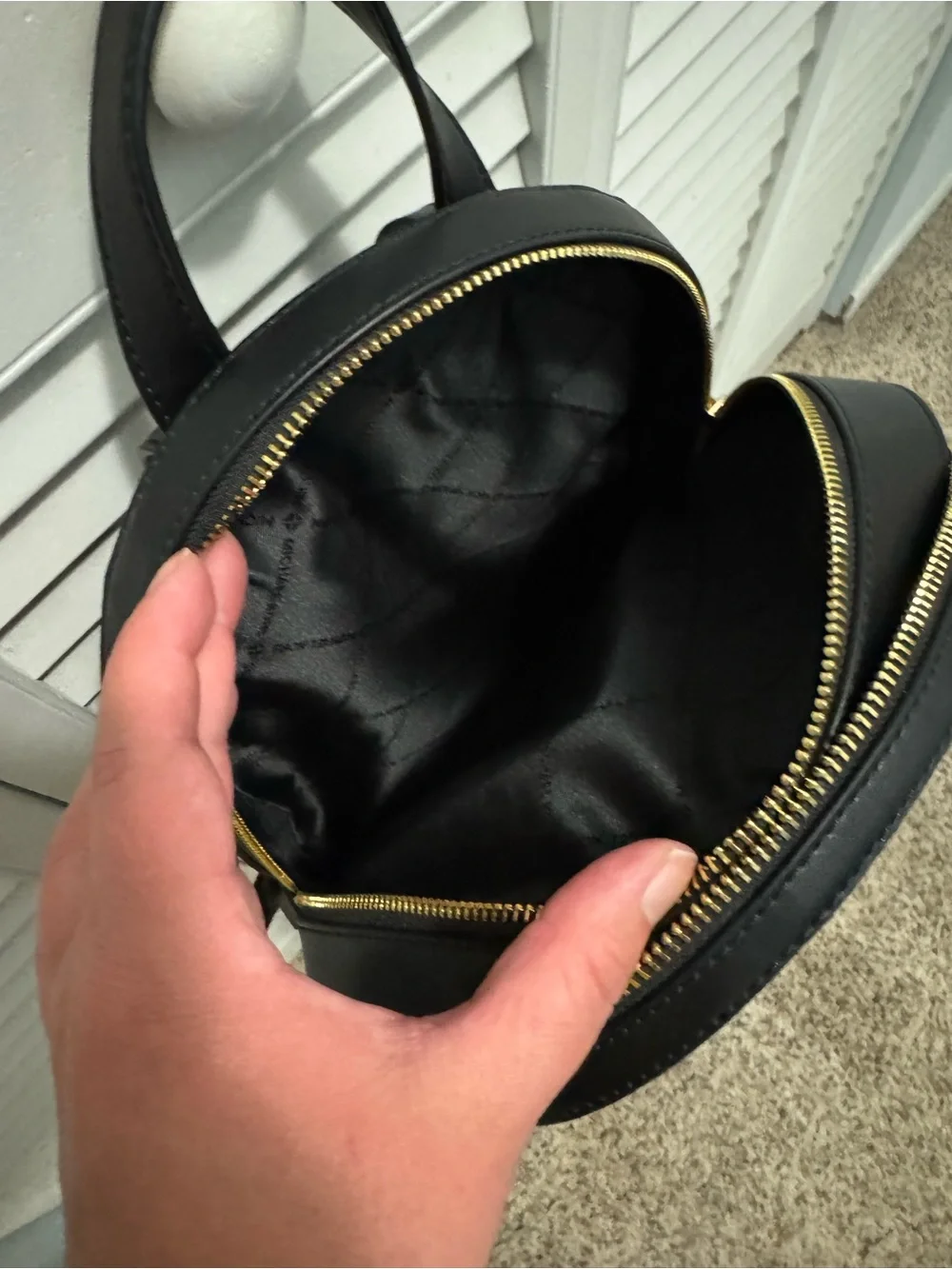 Michael Kors Black Pebbled Leather Mini Backpack with Gold Hardware