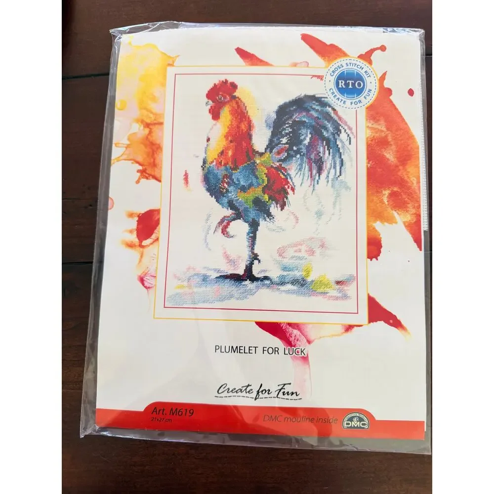 RTO‎ Plumelet For Luck Rooster Counted Cross Stitch Kit M619 DMC New Sealed