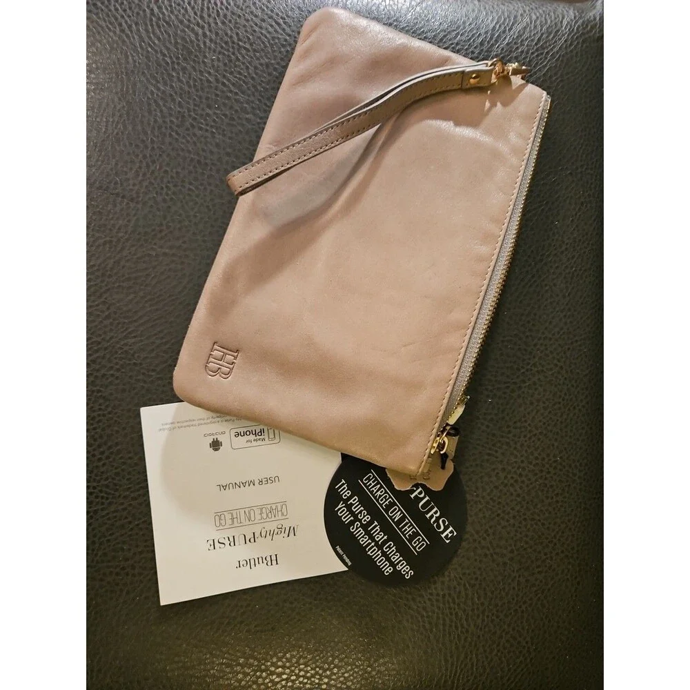 NWT‎ H Butler Genuine Leather Mighty Purse Wristlet - IPhone Charging on the Go