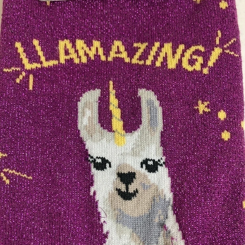 Sock It To Me NWT Llamazing! Women’s Crew Socks Llama Funny Novelty Shimmer Gift