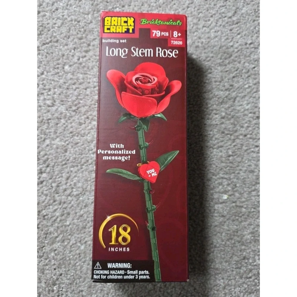 Brick Craft Bricktanicals Building Set 72626 Long Stem Red Rose -79 Pieces New