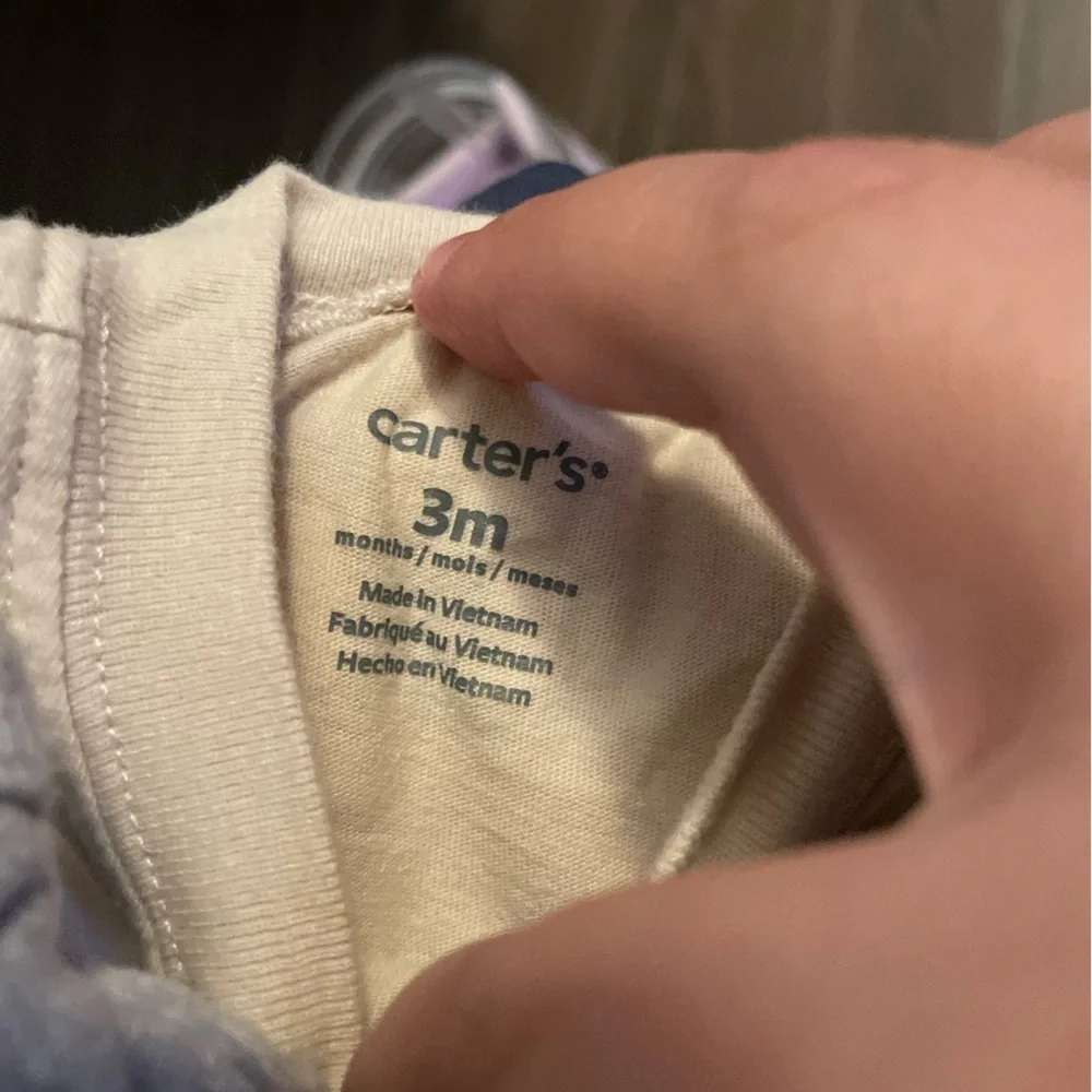 Carter's Baby Boy Red, Cream , Gray and Blue Bodysuits bundle size 3/6 months