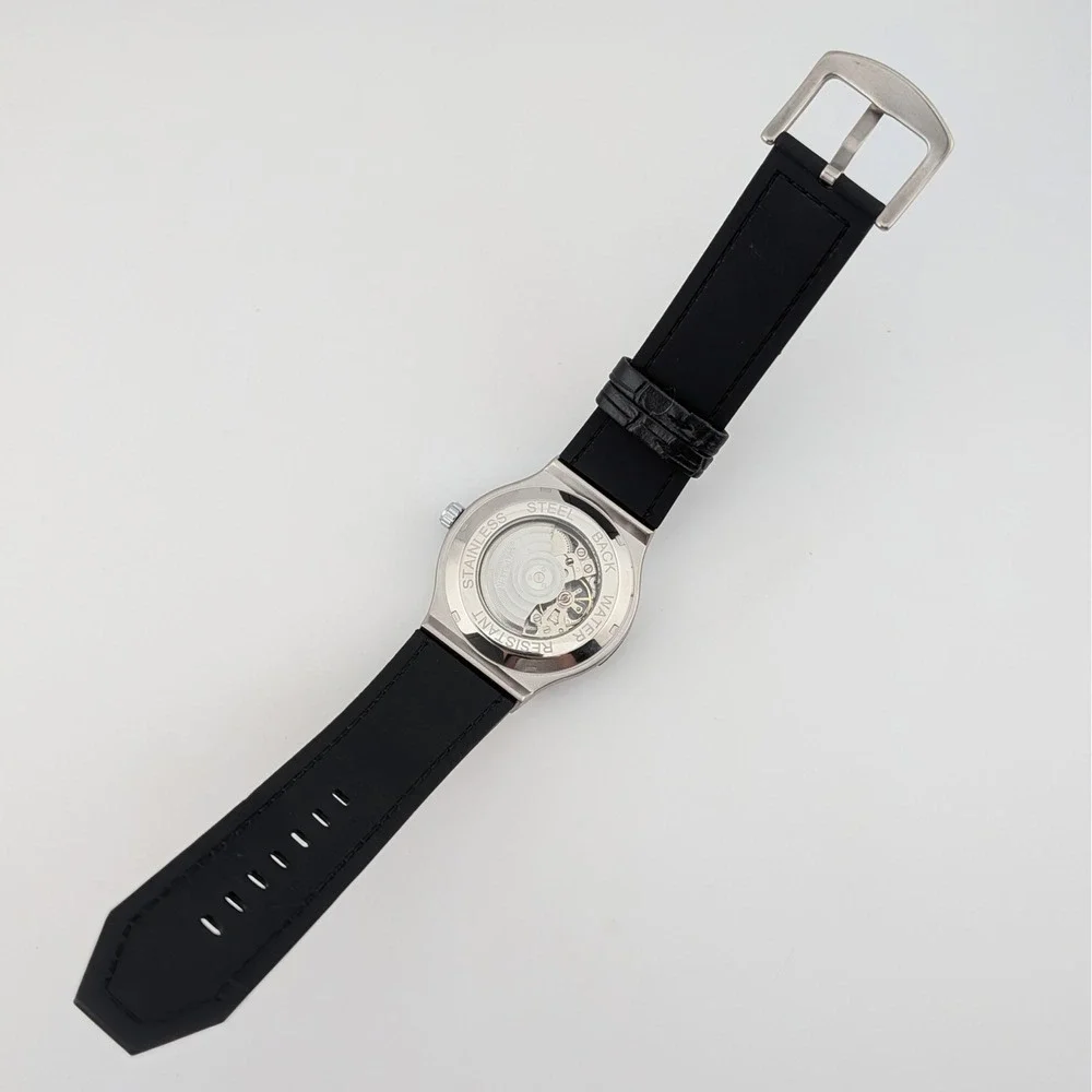 Wojtek Automatic Skeleton Blue Dial Men's Watch 24 Hour Display NWOT 45mm