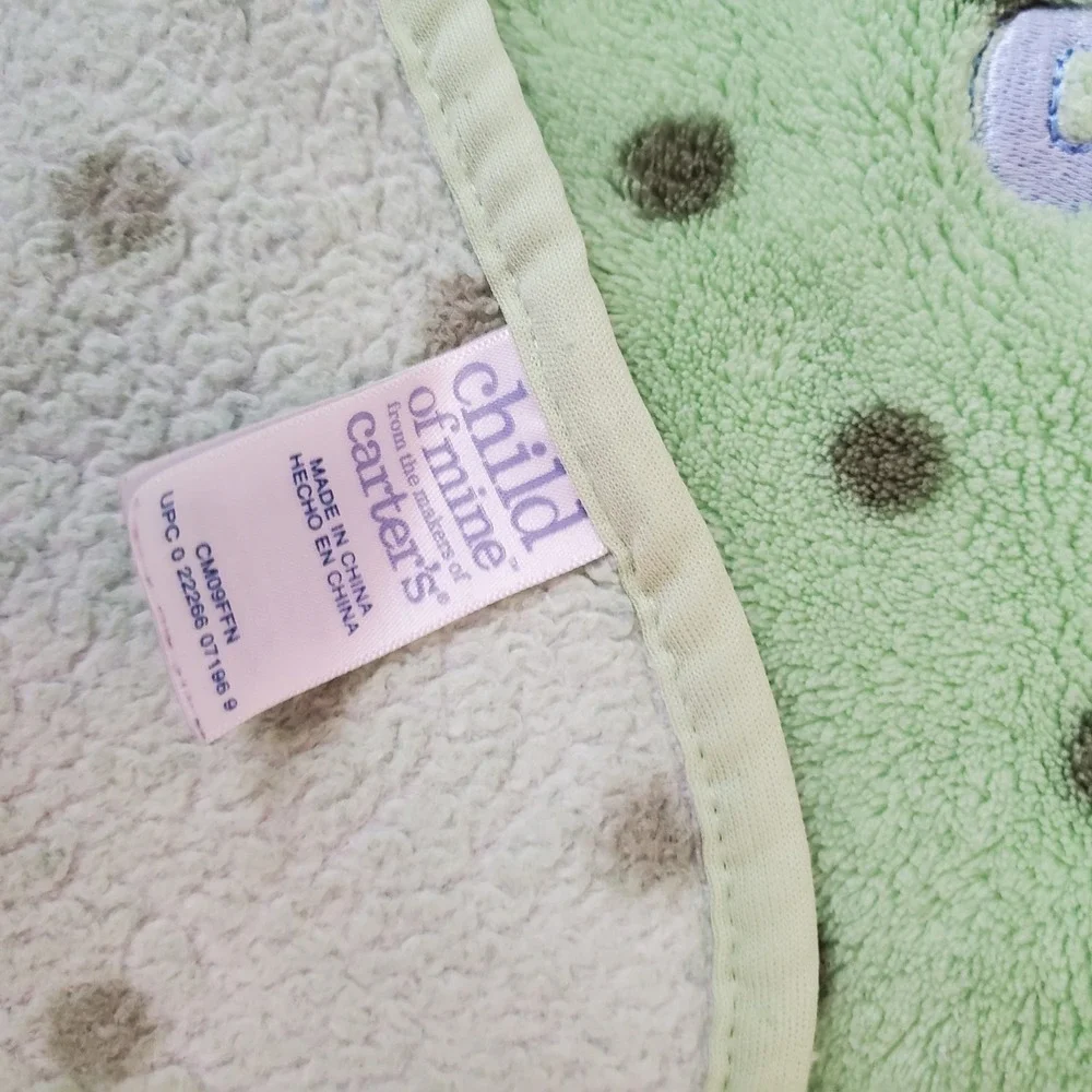 Child Of Mine Green Monkey Cutie Polka Dot Fleece Baby Blanket Soft‎ Carter's