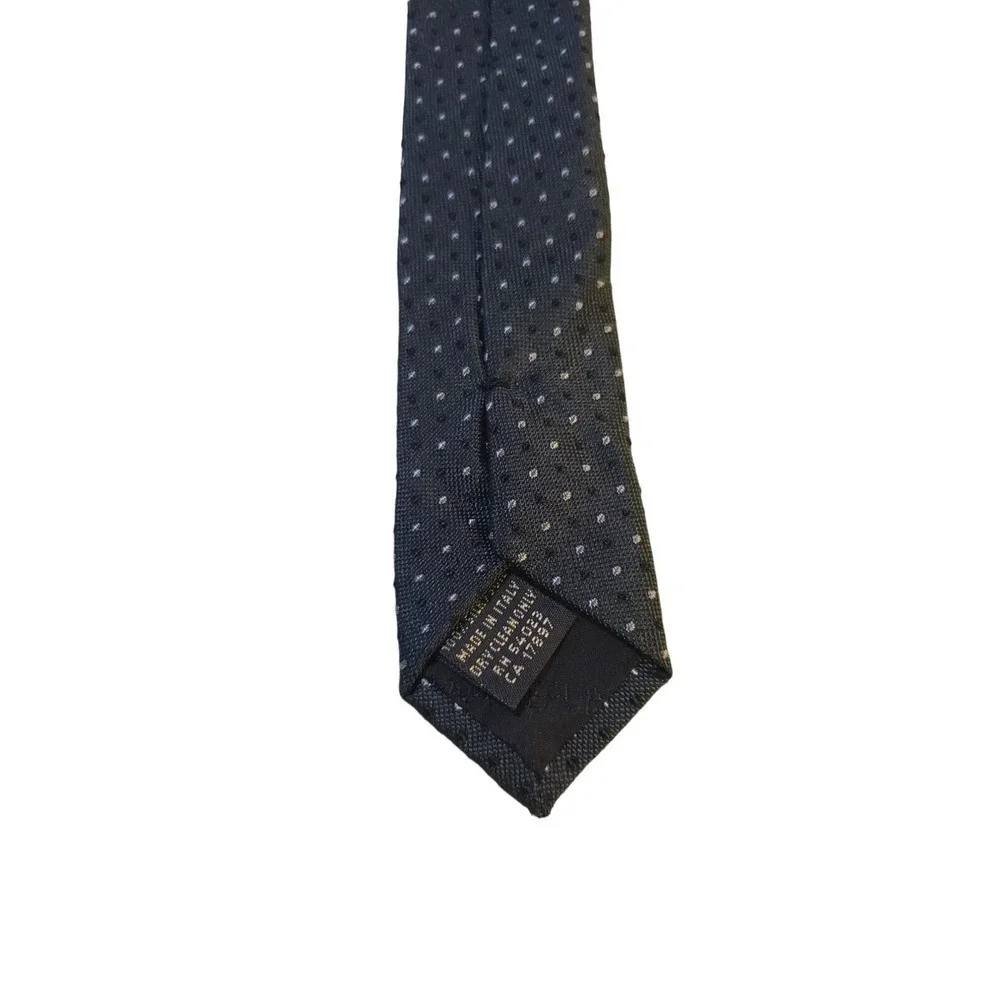 Banana Republic Mens Tie Necktie Dark Green White Micro‎ Dot Silk Classic Length