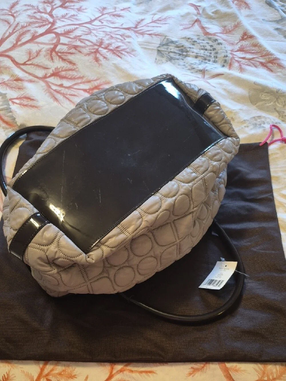 Kate Spade Stevie Chamonix Mouse Tote w/ light grey quilted fabric outside