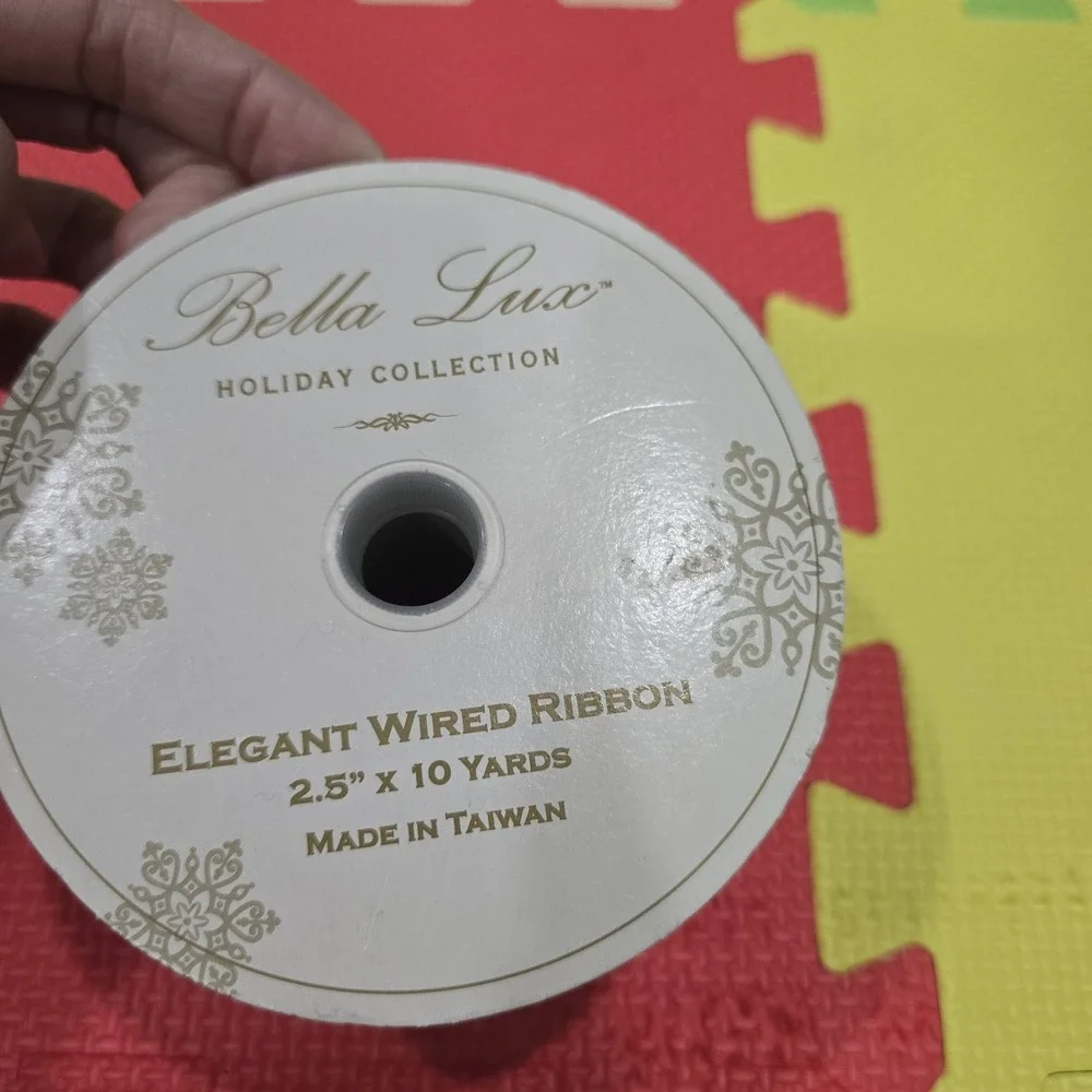 Bella Lux Holiday Collection Elegant Wired Ribbon - Red/Gold Stripes - 2.5