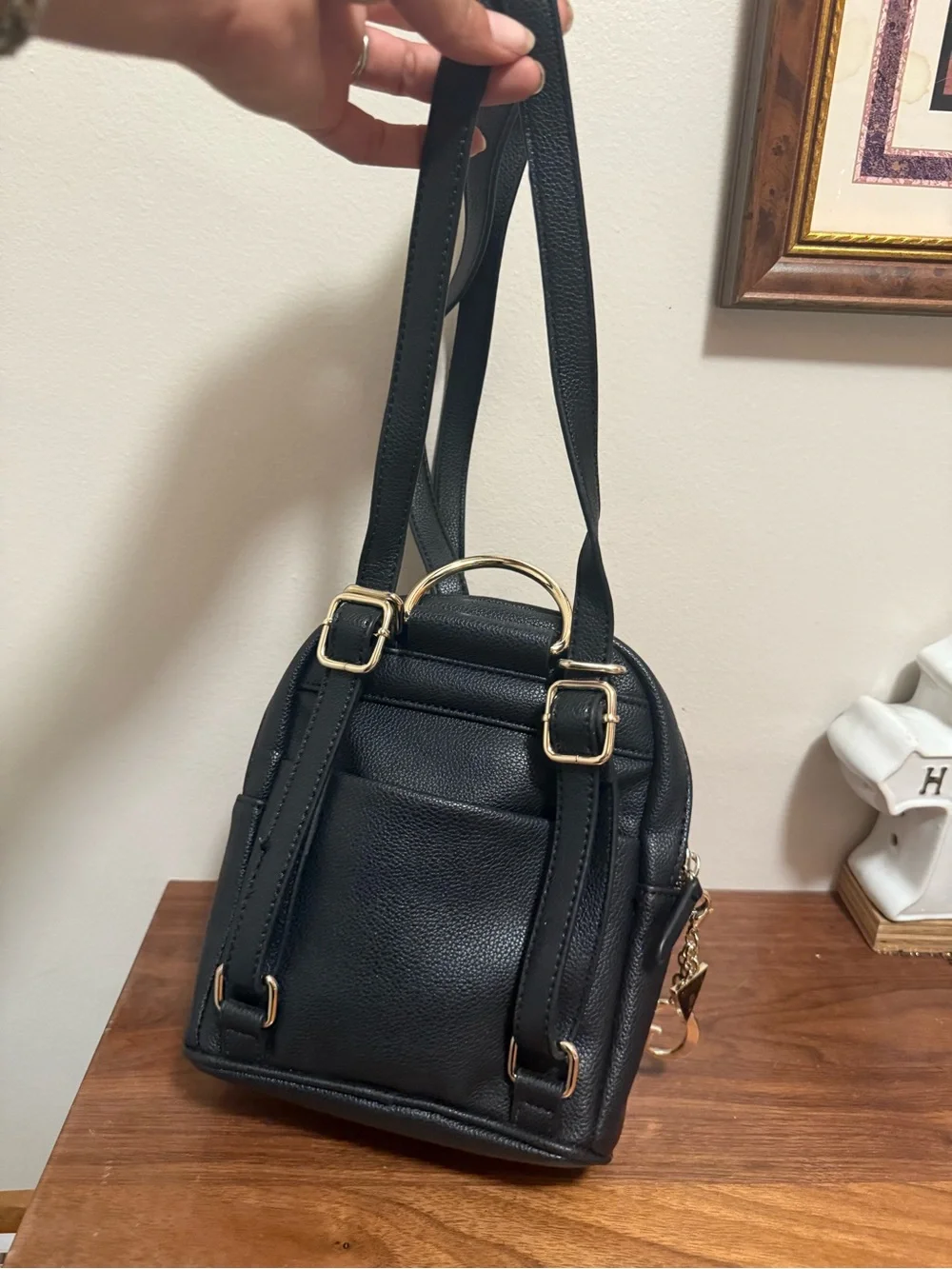 Guess 2 in 1 Black Mini Backpack with Silver Hardware