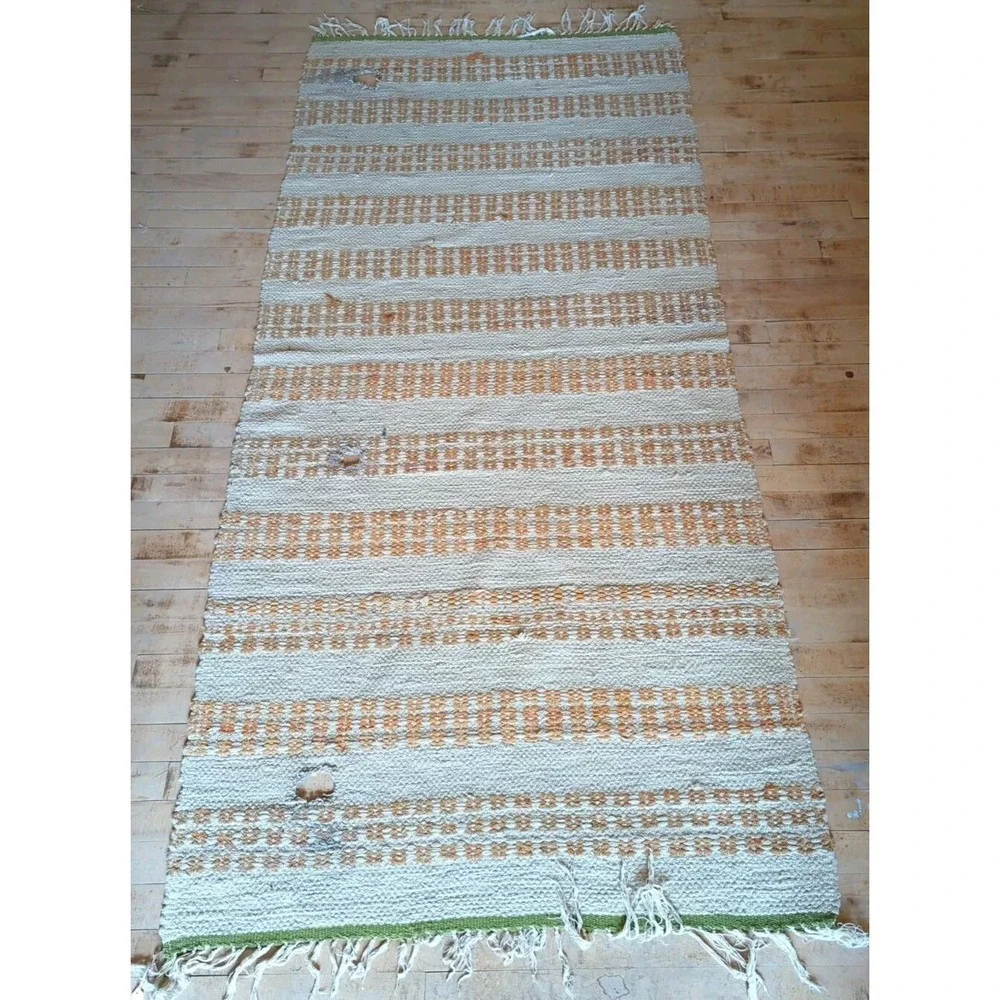 Antique Imported Swedish HandMade Rag Rug Runner (37 x 83 inches‎ )