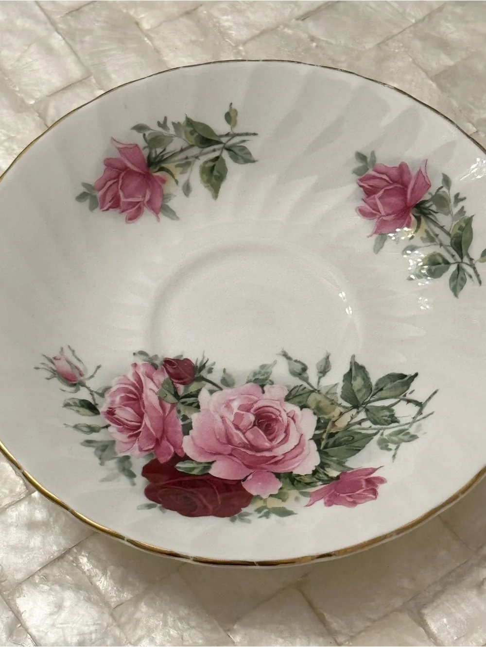 Fine Bone China roses design dish/saucer by Royal Kendal jewelry tray trinkets