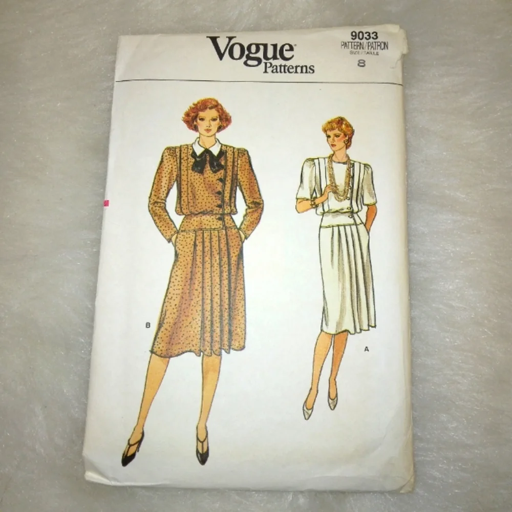 VOGUE 9033 Sz 8 Misses dress w/ blouson bodice and asymmetrical closing …