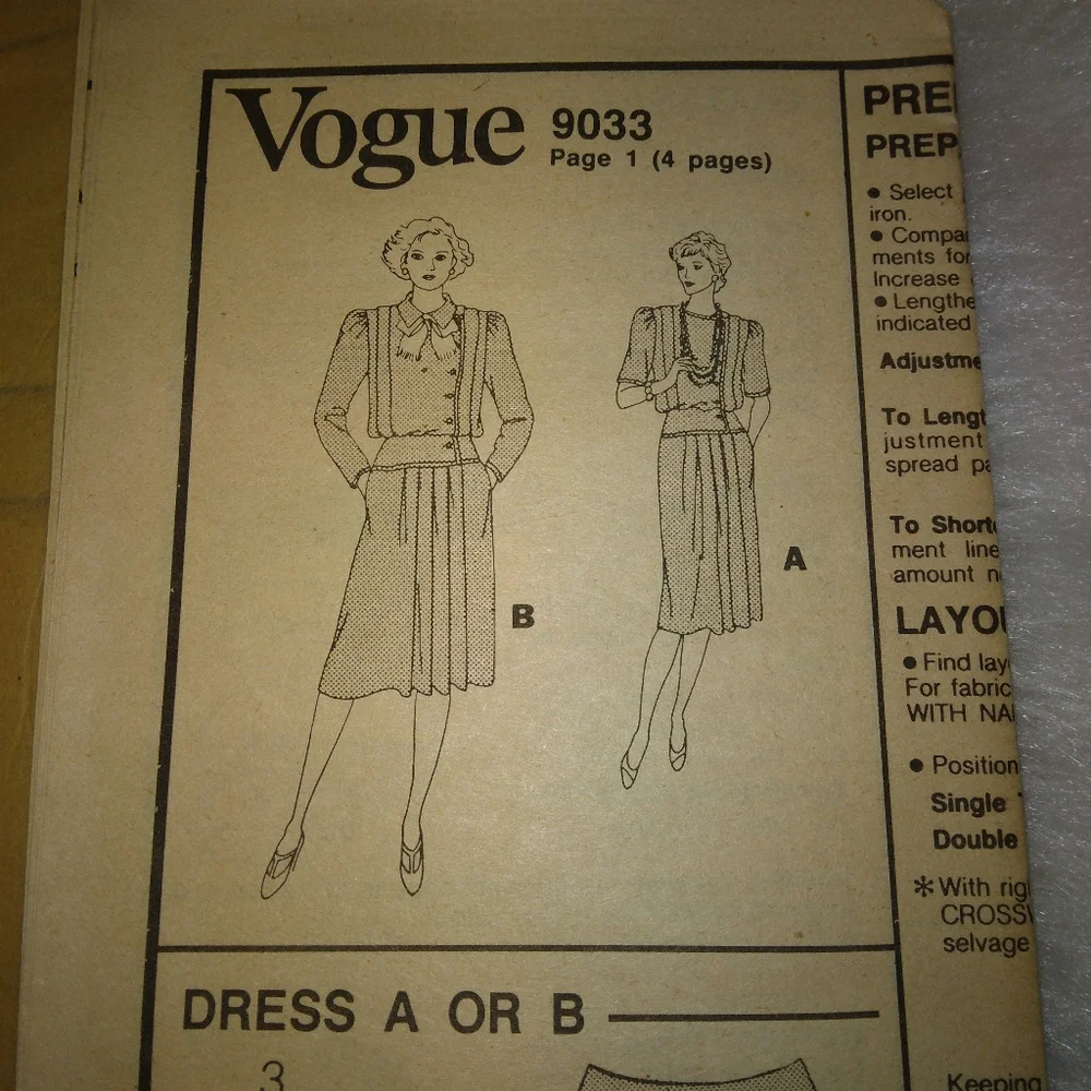 VOGUE 9033 Sz 8 Misses dress w/ blouson bodice and asymmetrical closing …