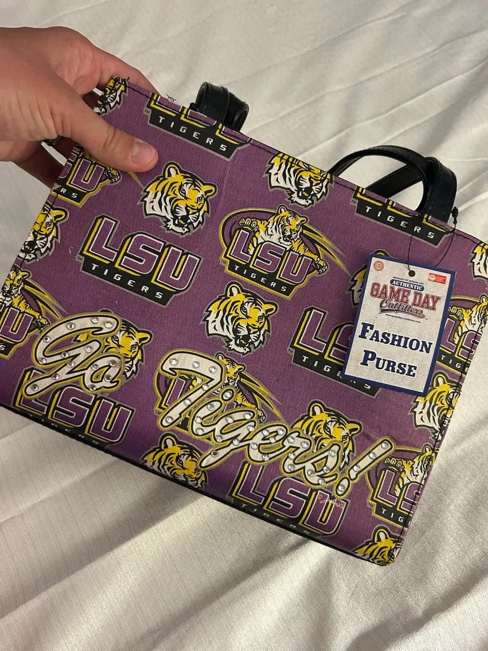 LSU Tigers Purple Fashion Satchel - Collegiate Logo Design
