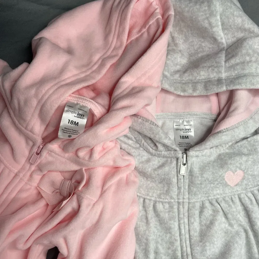 Carter's Pink and Gray Hoodies with Bow and Heart