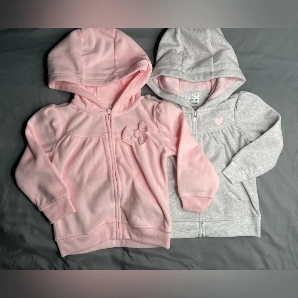 Carter's Pink and Gray Hoodies with Bow and Heart