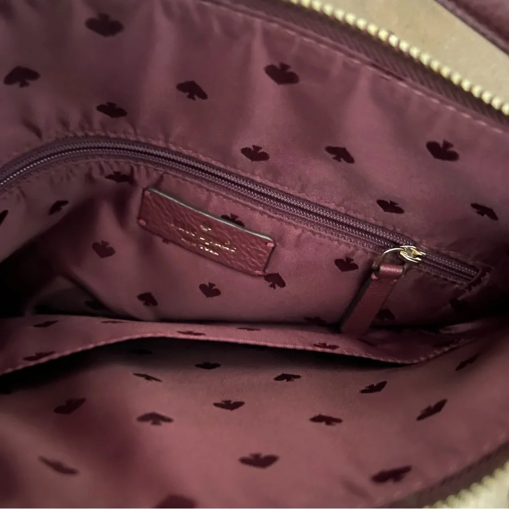 Kate Spade Jackson Zip Top Crossbody Purse Red/Purple Pebbled Leather Wine Bag