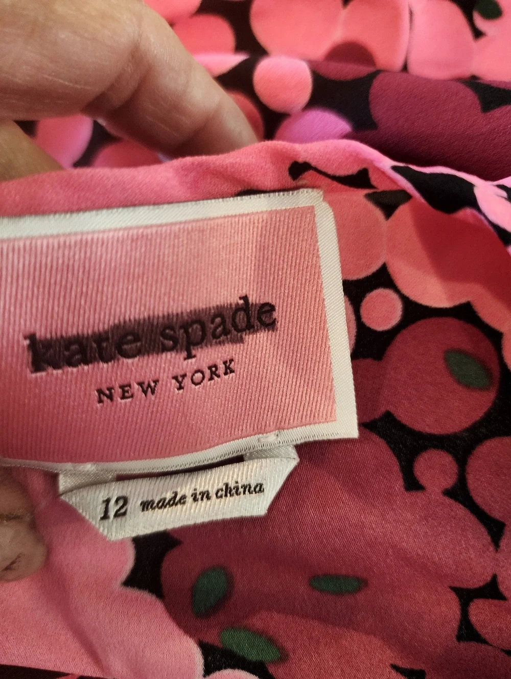 KATE SPADE NEW YORK NWOT WOMENS PINK BUBBLEN DOT SMOCKED FRONT TIE DRESS SIZE 12
