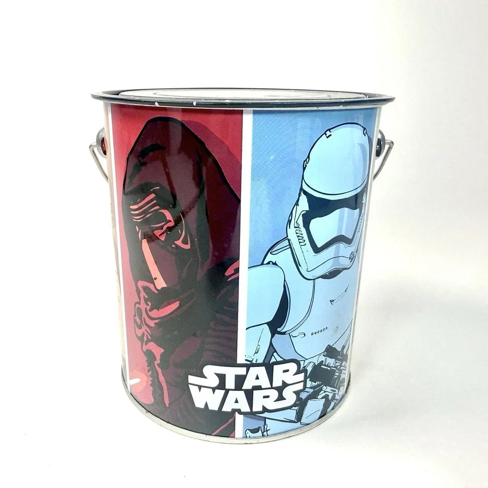 Star Wars Force Awakens Metal Treat Bucket Pail Halloween Tin w Lid Disney