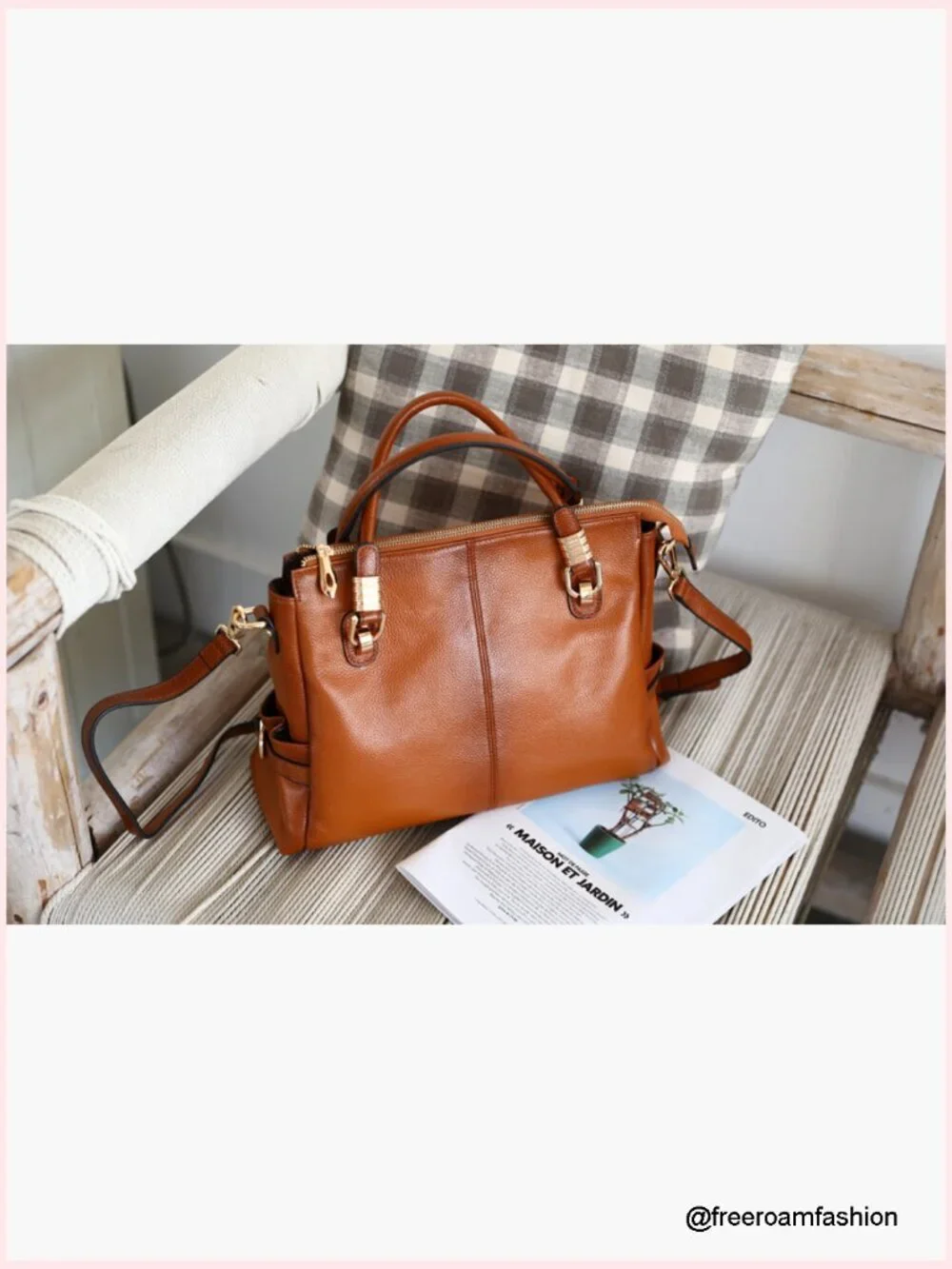Genuine Leather Satchel Tote Shoulder Bag Laptop Bag Work Bag 14.56x4.92x11.02