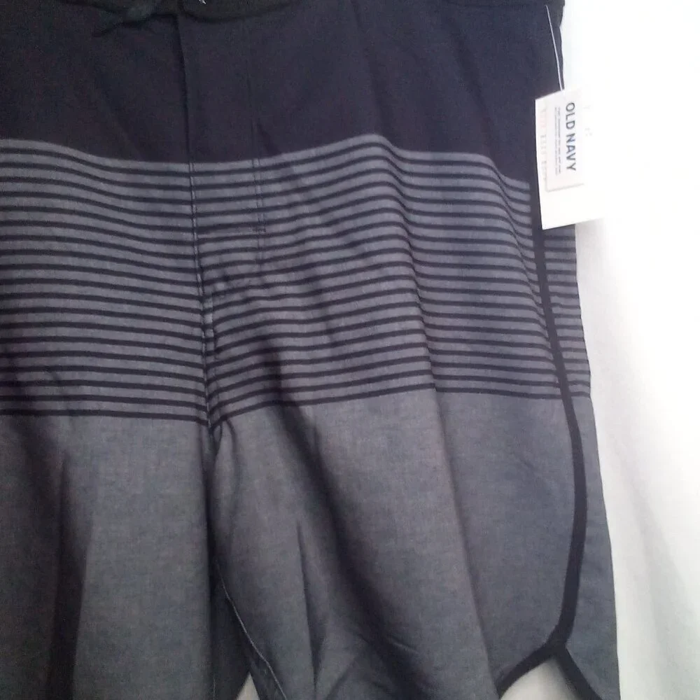 Old Navy Swim Trunks Shorts 40 Men UPF 40 Pocket Black Gray