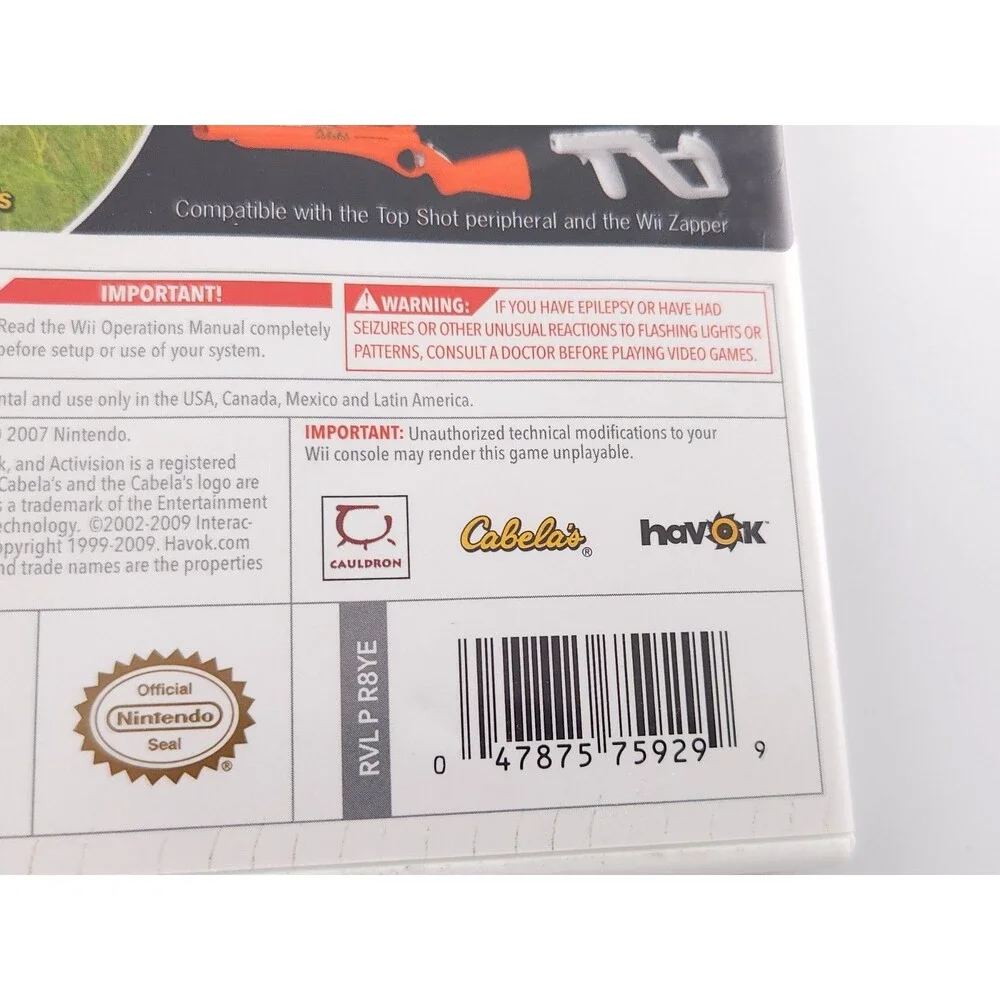 Cabelas Big Game Hunter 2010 Nintendo Wii Game Case Tested Working