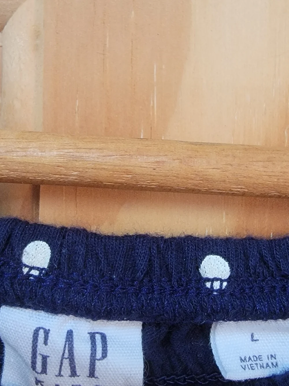 GAP Kids Navy and White Polka Dot Off-Shoulder Smocked Crop Top - Size L
