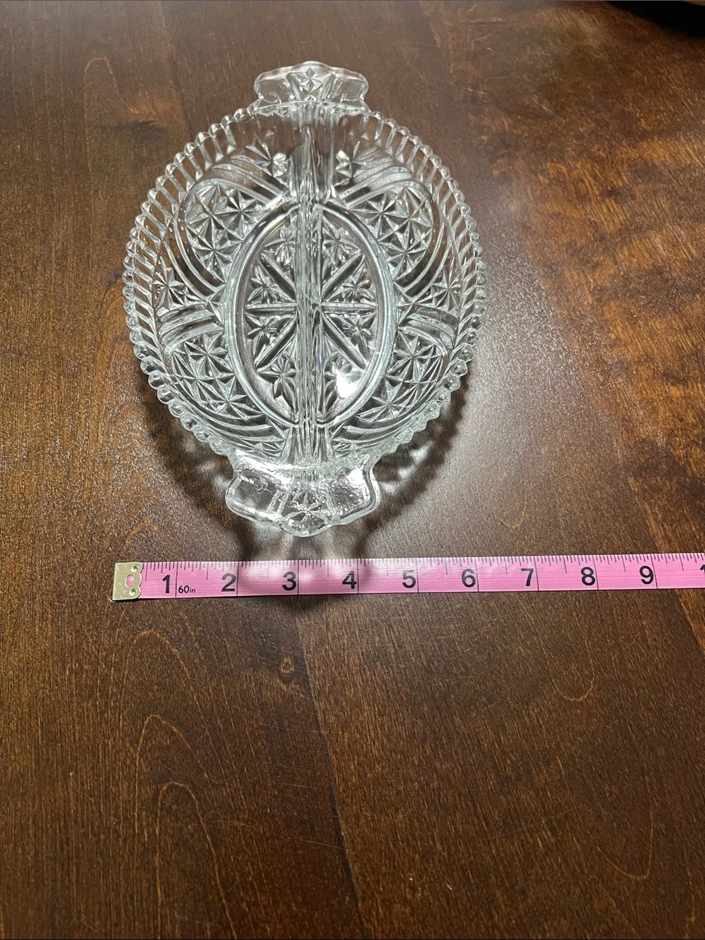 Vintage Pressed Glass Divided Serving Dish - Clear