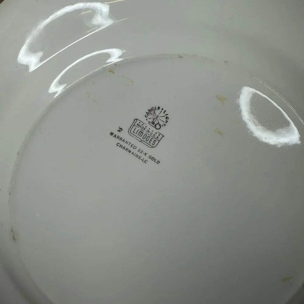 Vintage Limoges Floral Plate Dinnerware Edge Gold Trim 12.5