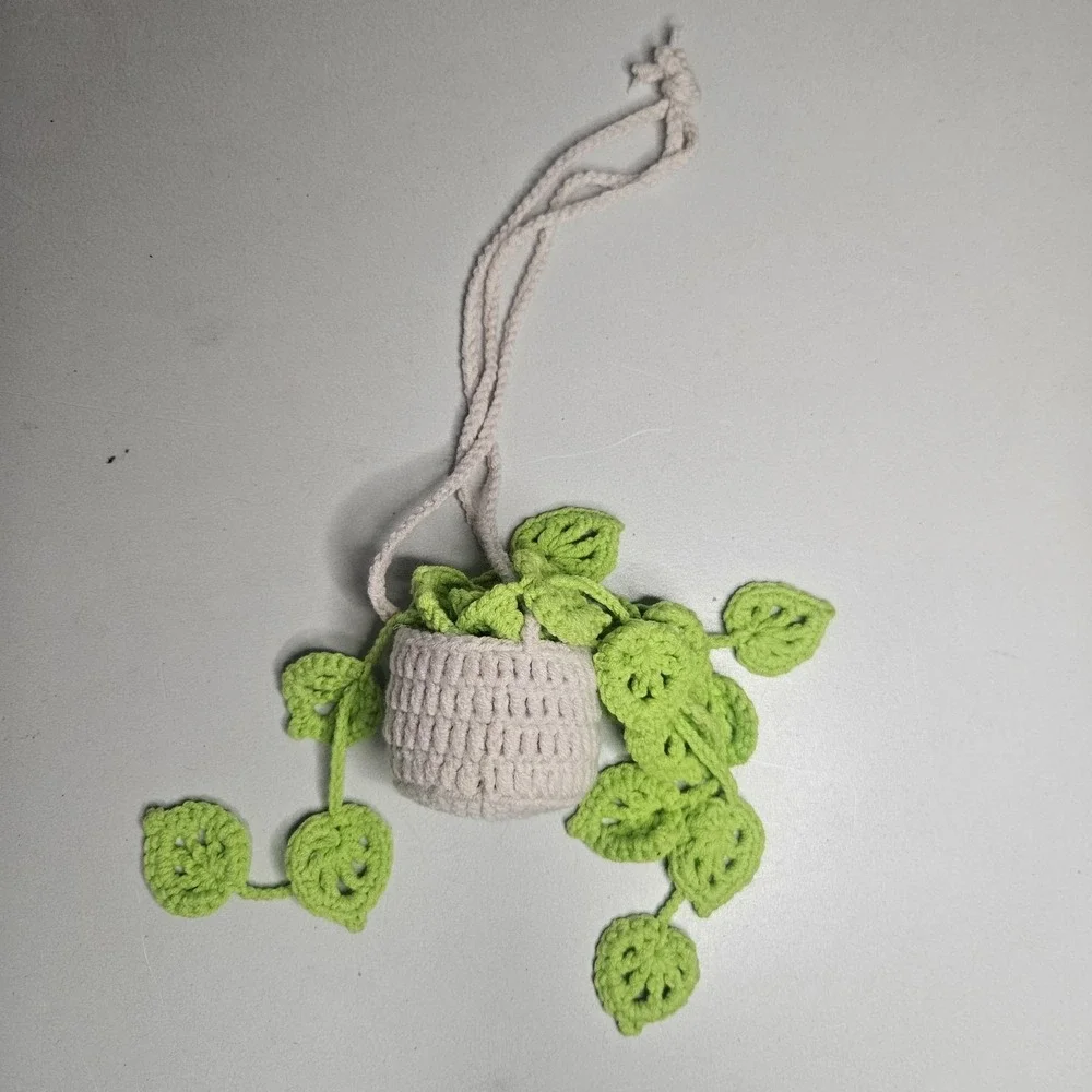 Crochet Hanging Plant Decoration Car‎ Home Decor Green