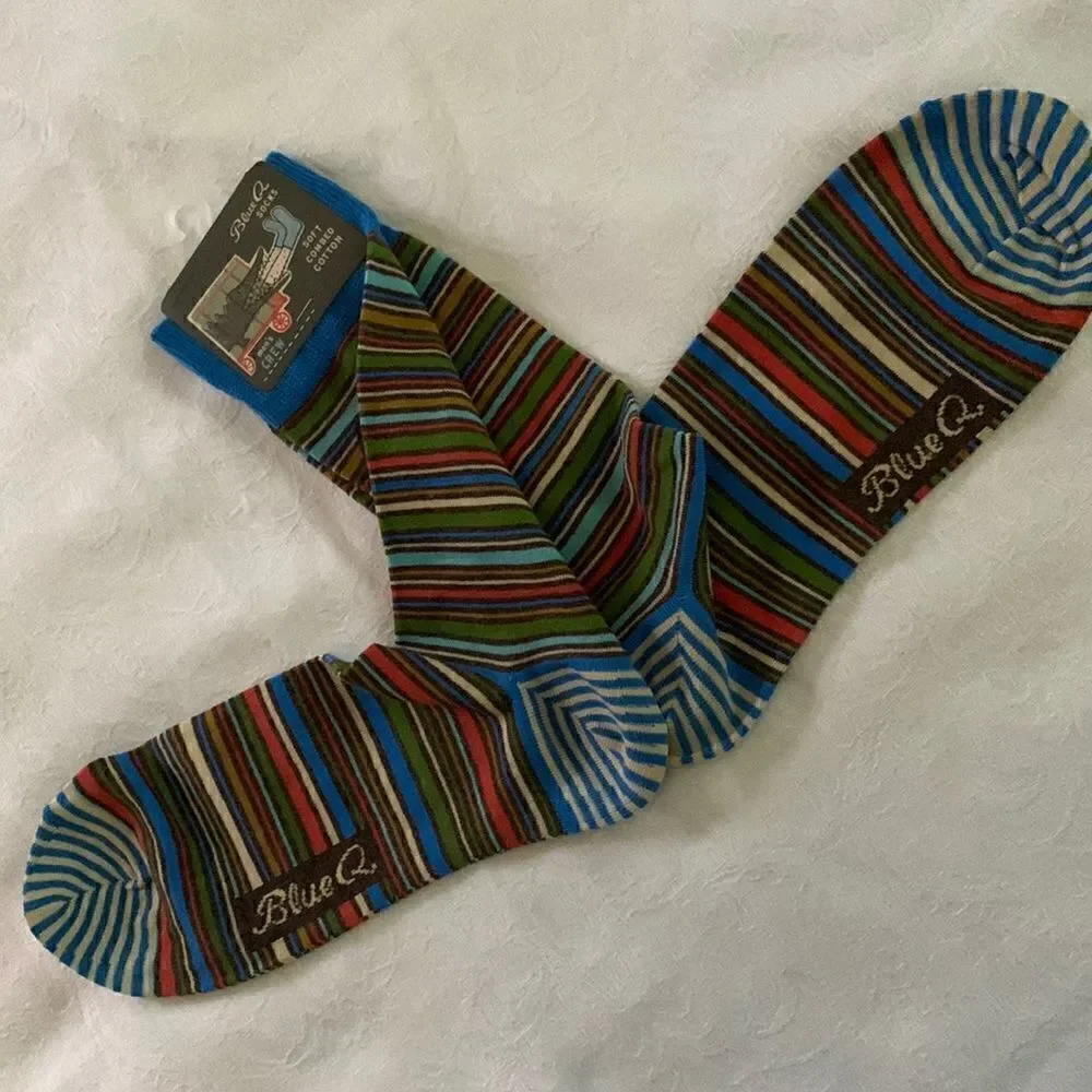 Mens Cotton Crew Socks Blue Q “I Left the Seat Up for You”