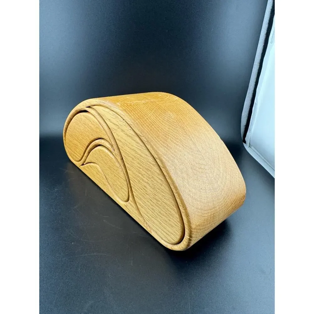Vintage Light Oak Wood Bandsaw Jewelry Box