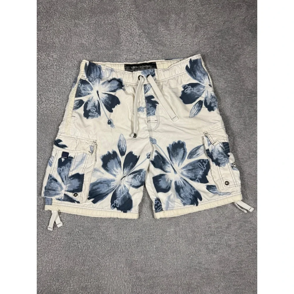 Abercrombie & Fitch Y2K Board Shorts Mens Large Floral Cargo Swim Trunks Tugger