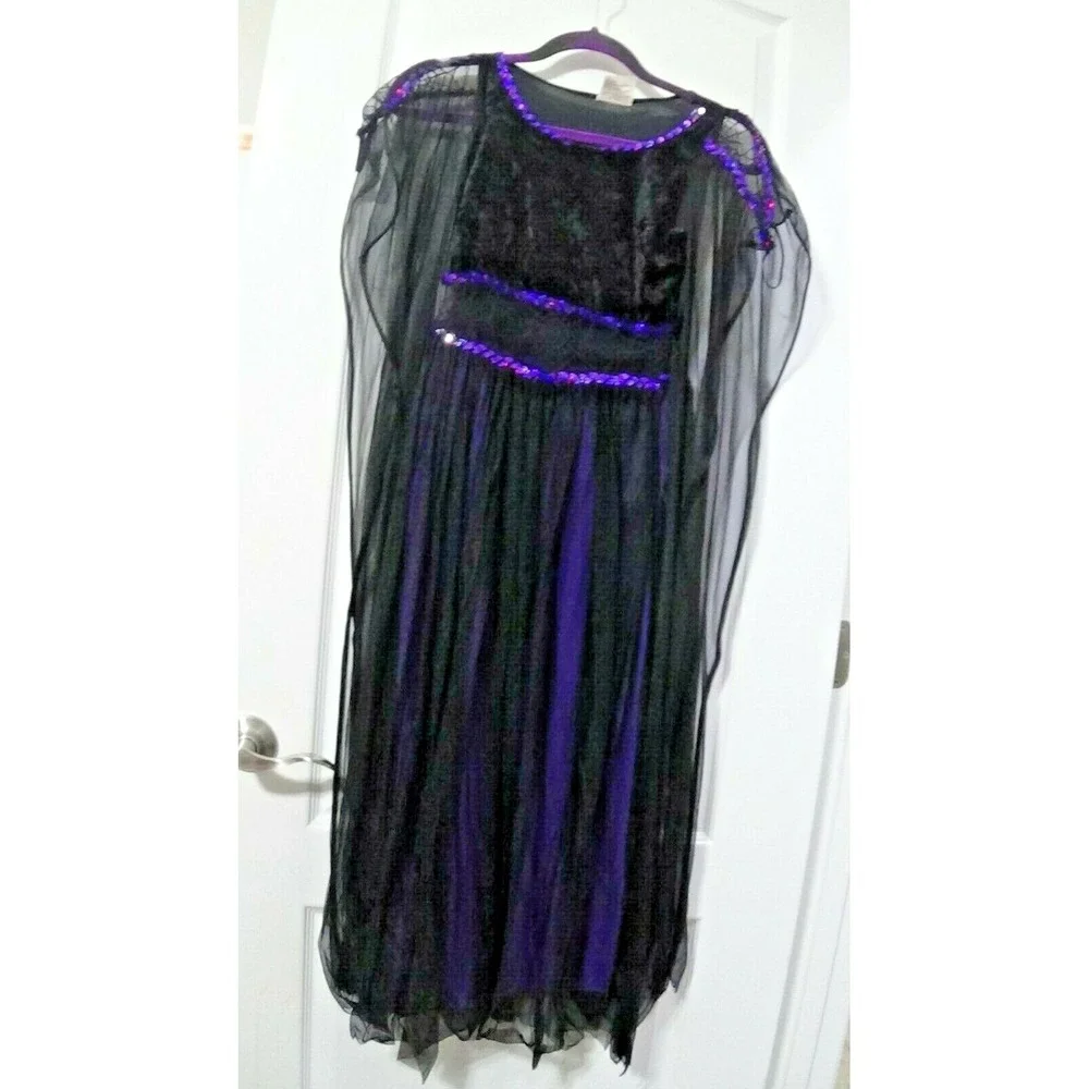 Witch DRESS and HAT Black and Purple Halloween Costume Cosplay #130
