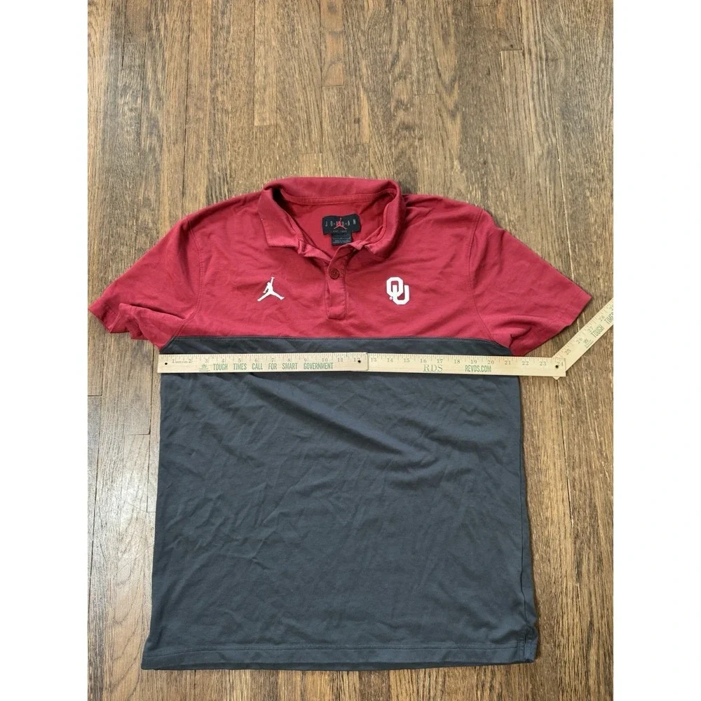Jordan Oklahoma Sooners OU Polo Shirt Mens Large Red Grey Coaches Performance