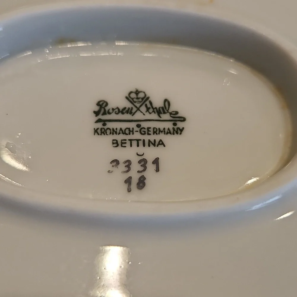 Vintage MCM ROSENTHAL Bettina Smoke Sauce Bowl with Attached Plate Silver Rim