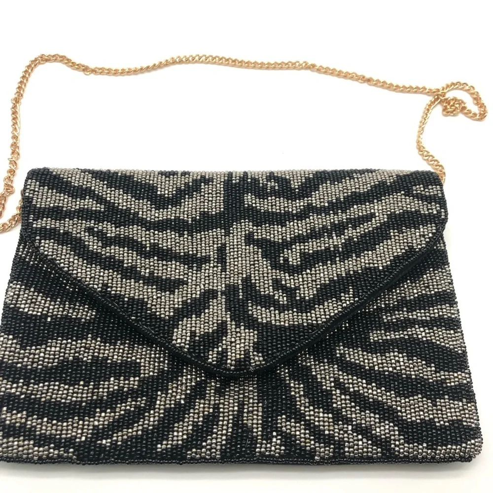 Handmade Beaded Animal Print Clutch or Crossbody