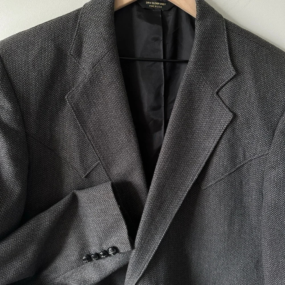 Vintage Grand Entry Western Sport Coat  jacket Men size 48R Grey Pointed Pockets