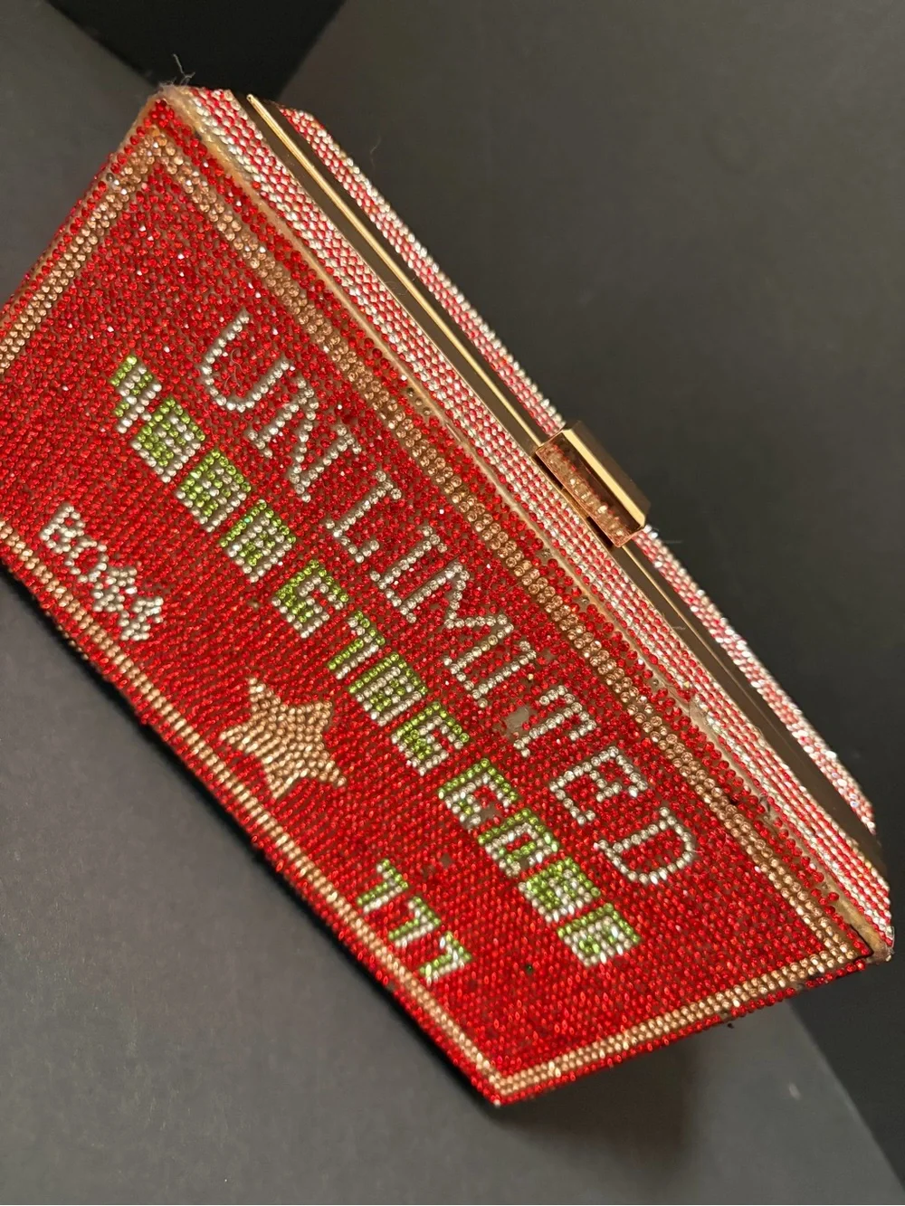 Red Crystal Embellished Evening Clutch