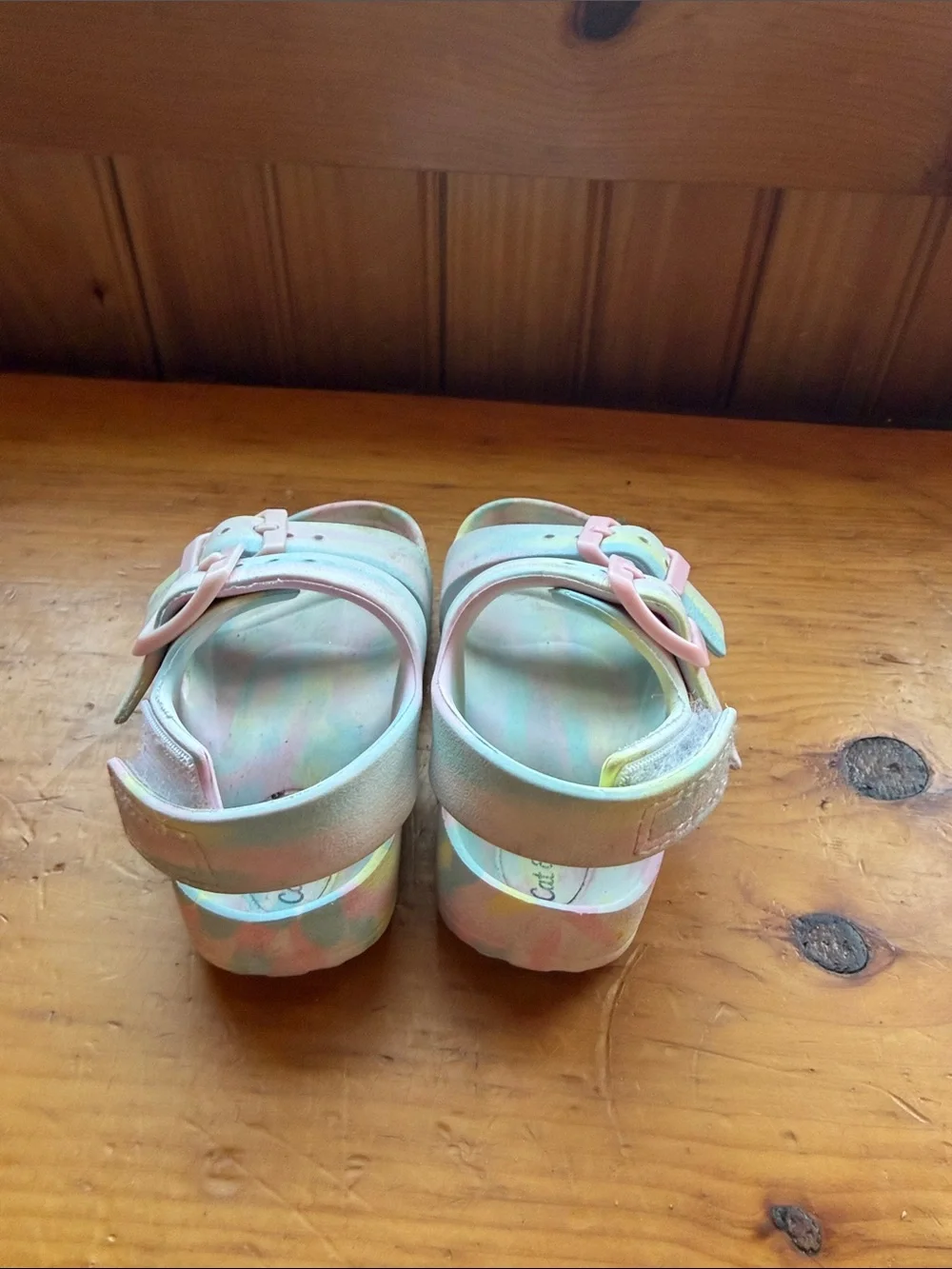 Cat & Jack Pastel Rainbow Buckle Sandals in Pink