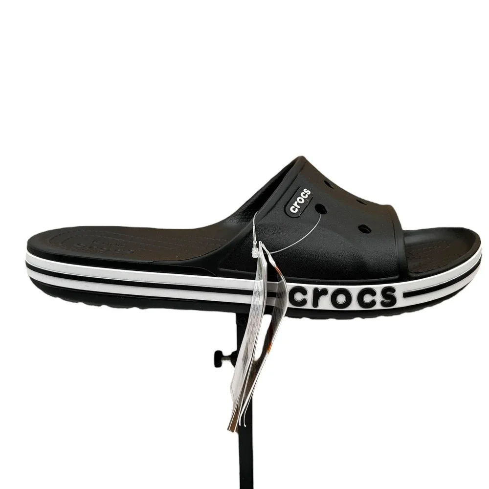 Crocs Bayaband Mens Slide Sandals Size 11 Black White Water Friendly Lightweight