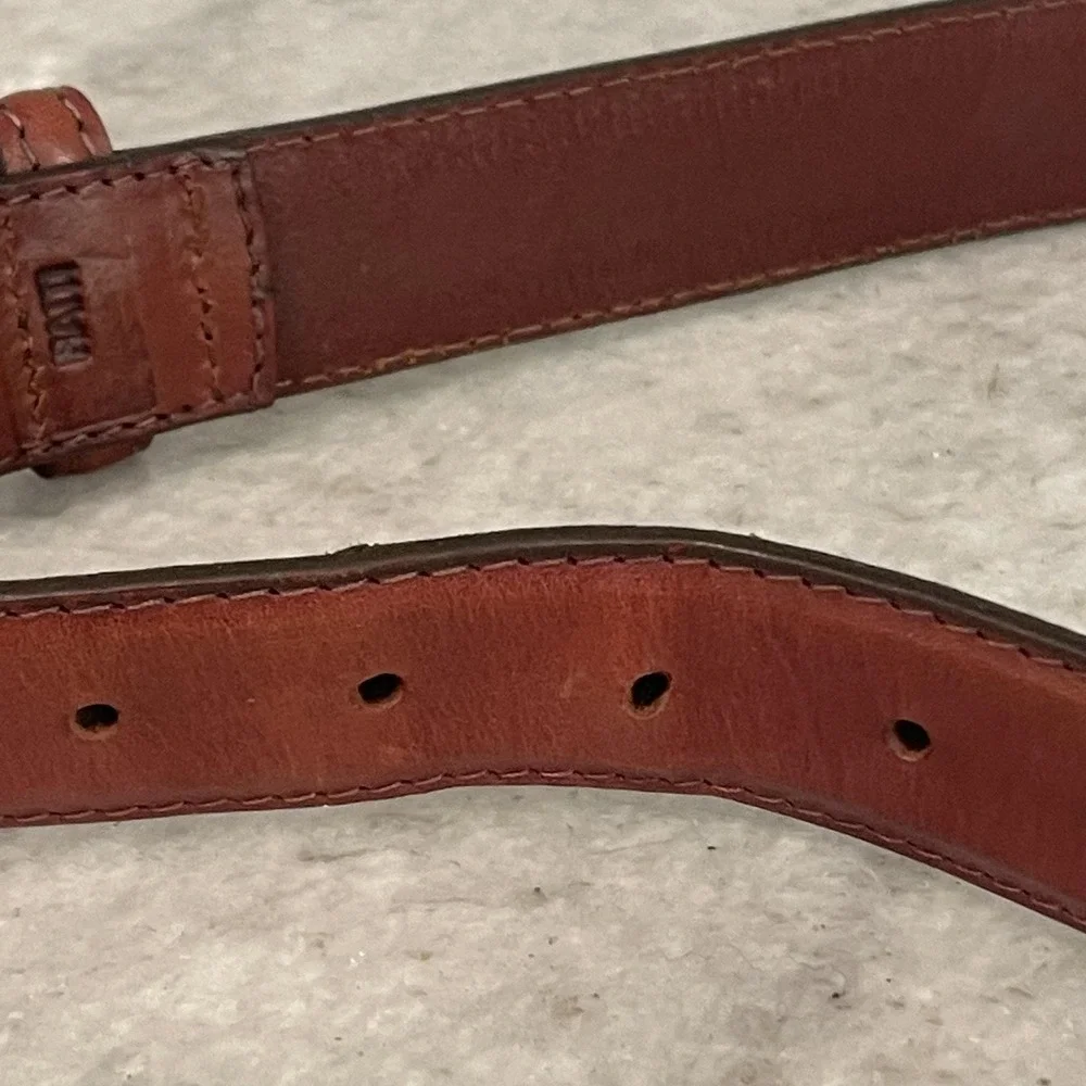 Western Braided Leather Belt Mens 42 Brown Full Grain Cowhide Brass Buckle
