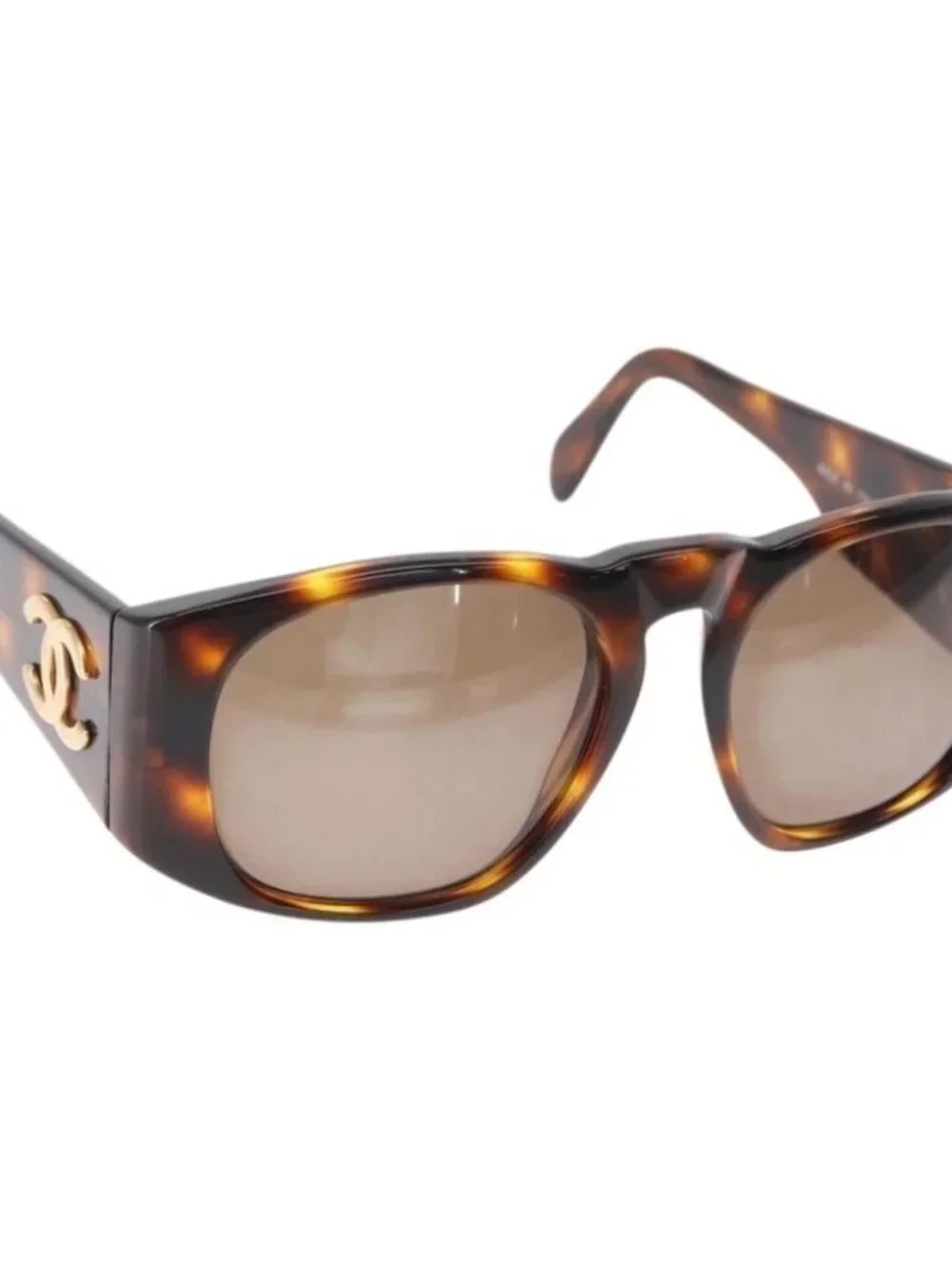 CHANEL Sunglasses Plastic Brown CC Auth 153000