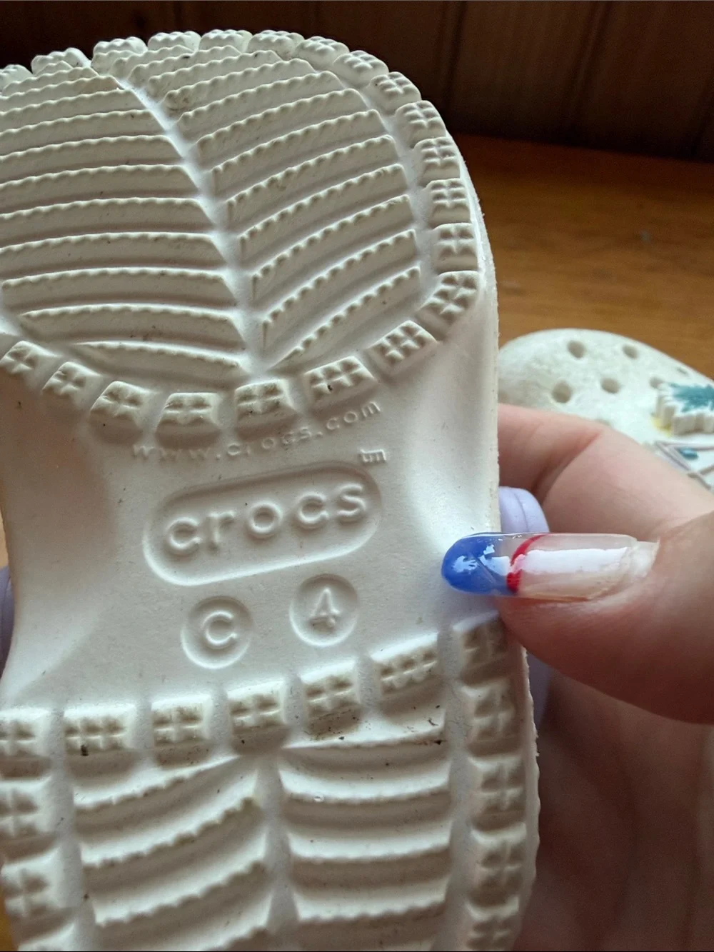 Disney Cream Kids' Clog Sandals with Purple Straps and Blue Snowflake Charm