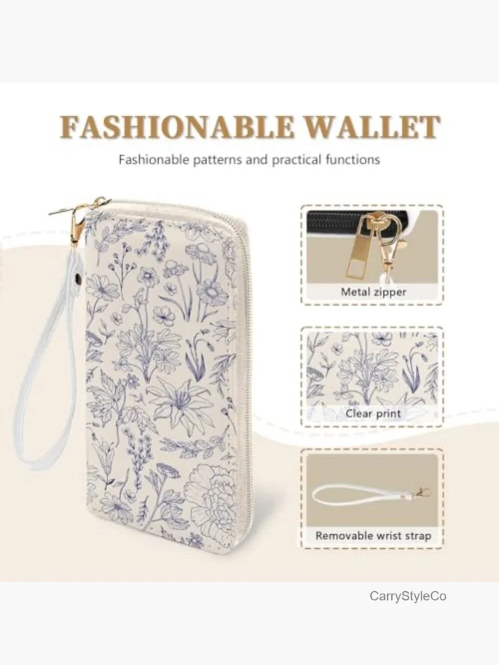 RFID Blocking Credit Card Holder Wristlet Wallet with Zipper Clutch