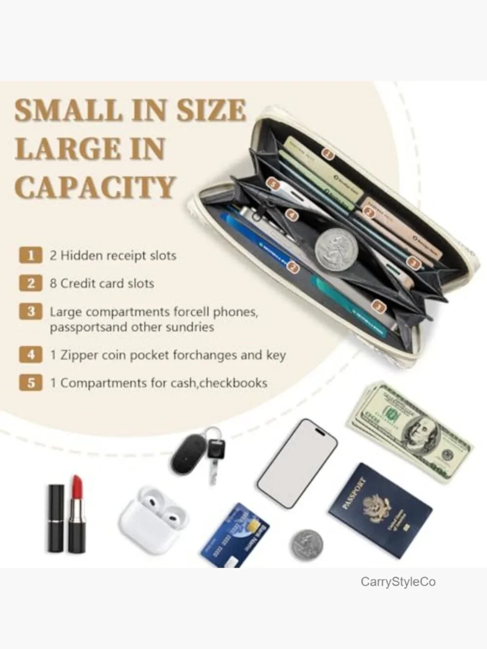 RFID Blocking Credit Card Holder Wristlet Wallet with Zipper Clutch
